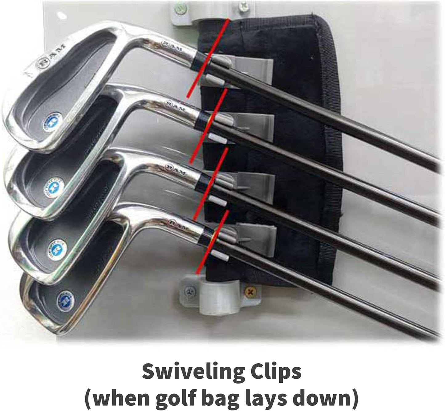 SwingSwing Premium Golf Club Holder Club Organizing Clips | 14 Clips Set with Identifying Numbered Stickers | Swivel Action Golf Club Clips for Golf Bags | Club Damage Protection, Grey