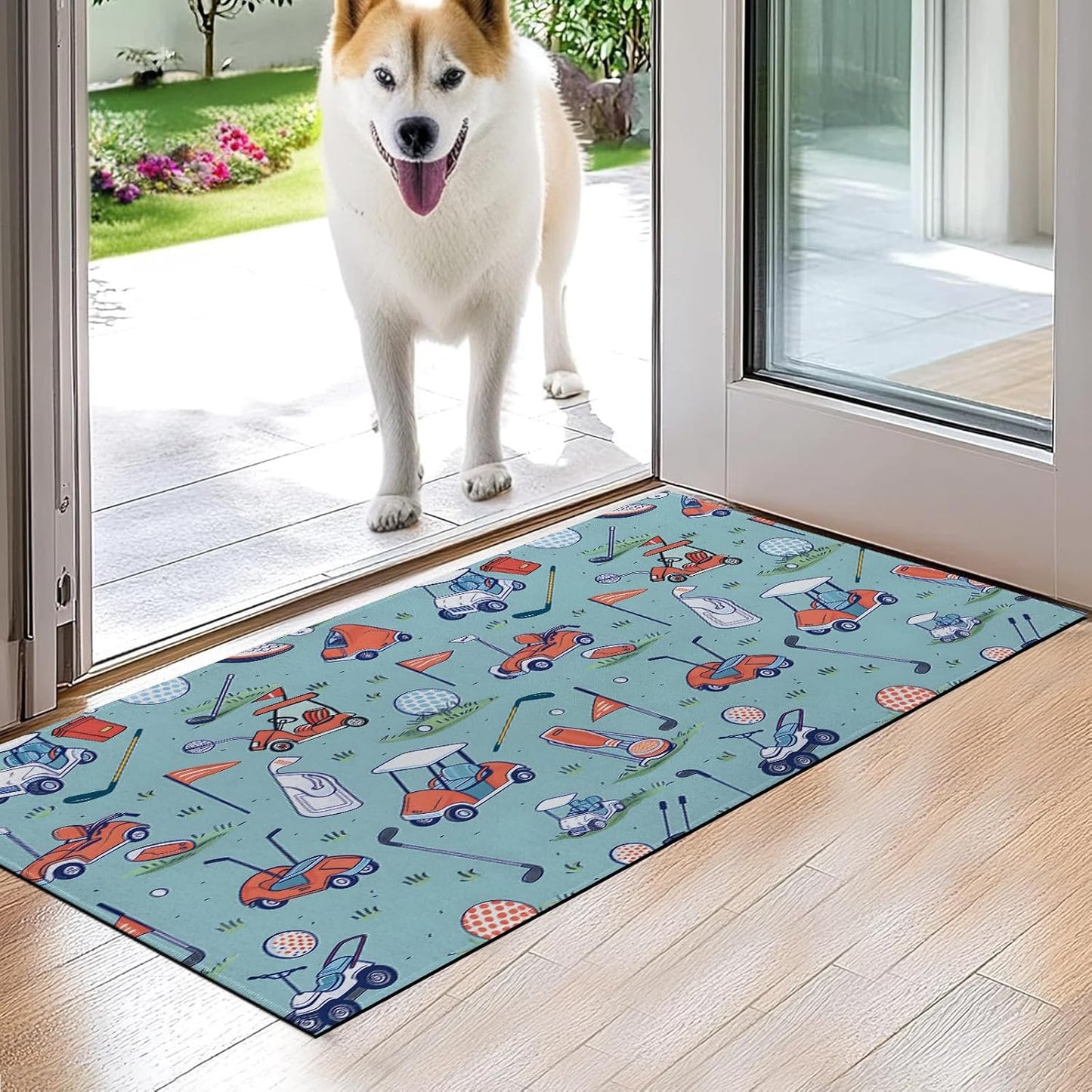 Golf Indoor Door Mat,Cart and Equipment Floor Doormat,17x29.5in,Non Woven Non Slip Rubber Backing Sport Rug for Porch Insider,Bedroom,Kitchen,Doormats Gifts,Rv Camper Decor