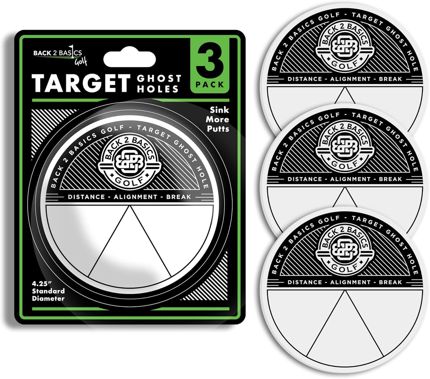 3-Pack Target Ghost Holes for Golf Training, Putting Aid for for Distance, Alignment, and Break Training - Ghost Golf Practice Hole, Putting Training Aid, Practice Putting Green Indoor & Outdoor Use