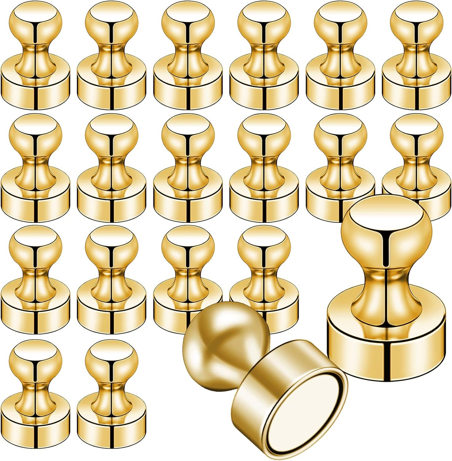 LOVIMAG Fridge Magnets 20Pcs Refrigerator Whiteboard Small Strong Magnet Classroom Kitchen Accessories Decorative Locker Set Decor Must Haves Office Calendar Refrigerador Magnetic Cute Crafts Gold