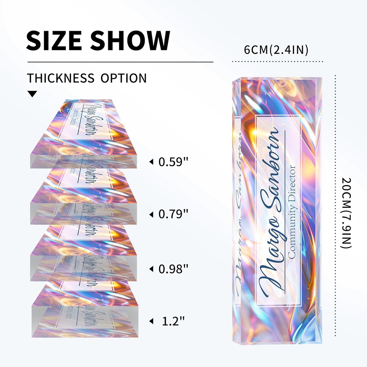 Personalized Name Plate for Desk Custom Acrylic Desk Name Plate Custom Employee Appreciation Gifts Office Gifts for Women, Men, Boss, Coworkers, Teacher, Nurse (Colored Glaze)