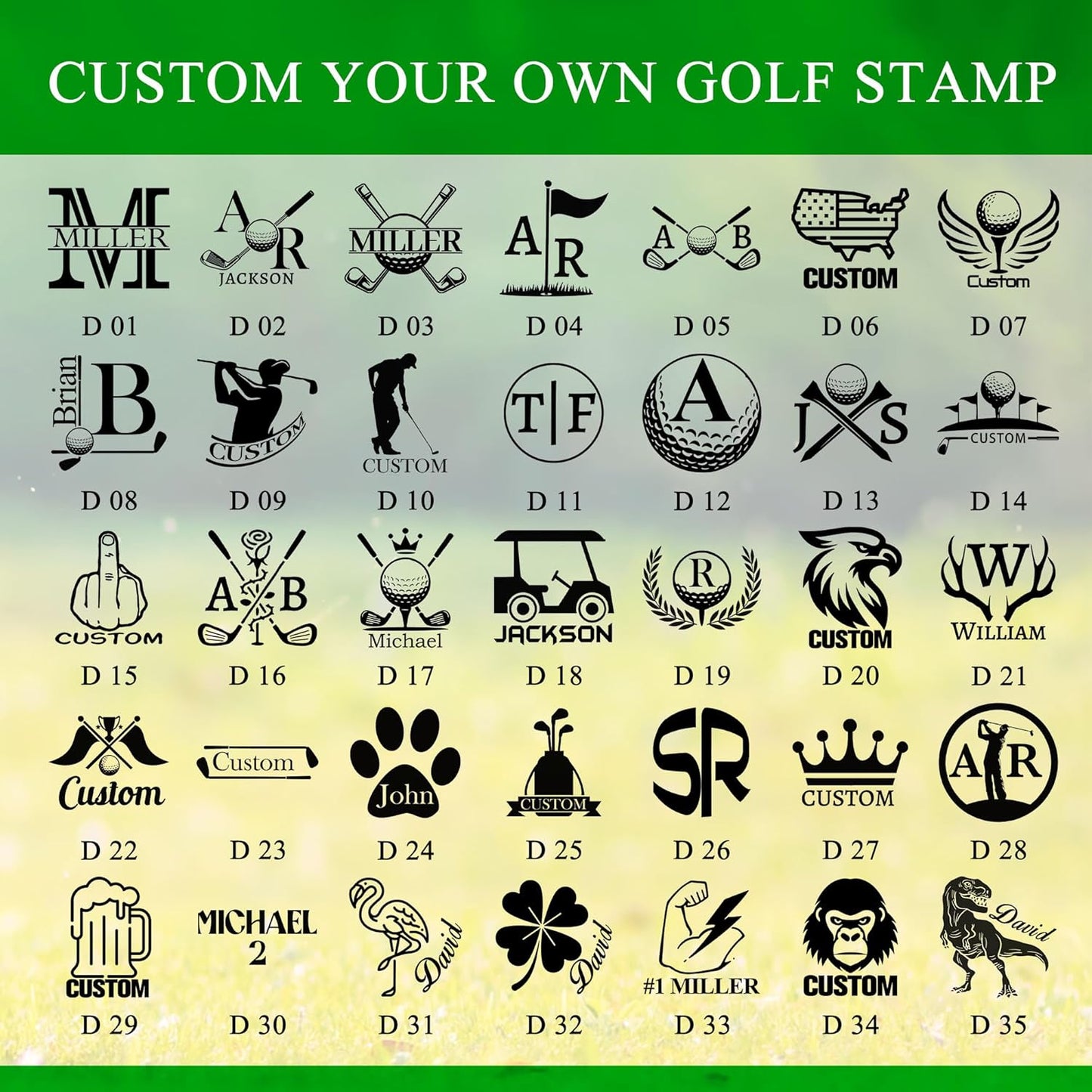 ONFAON Custom Golf Ball Stamp, Personalized Name Golf Ball Marker Stamp with Monogram Logo, Reusable Inking Customized Golf Stamper Accessories Gifts for Golfers