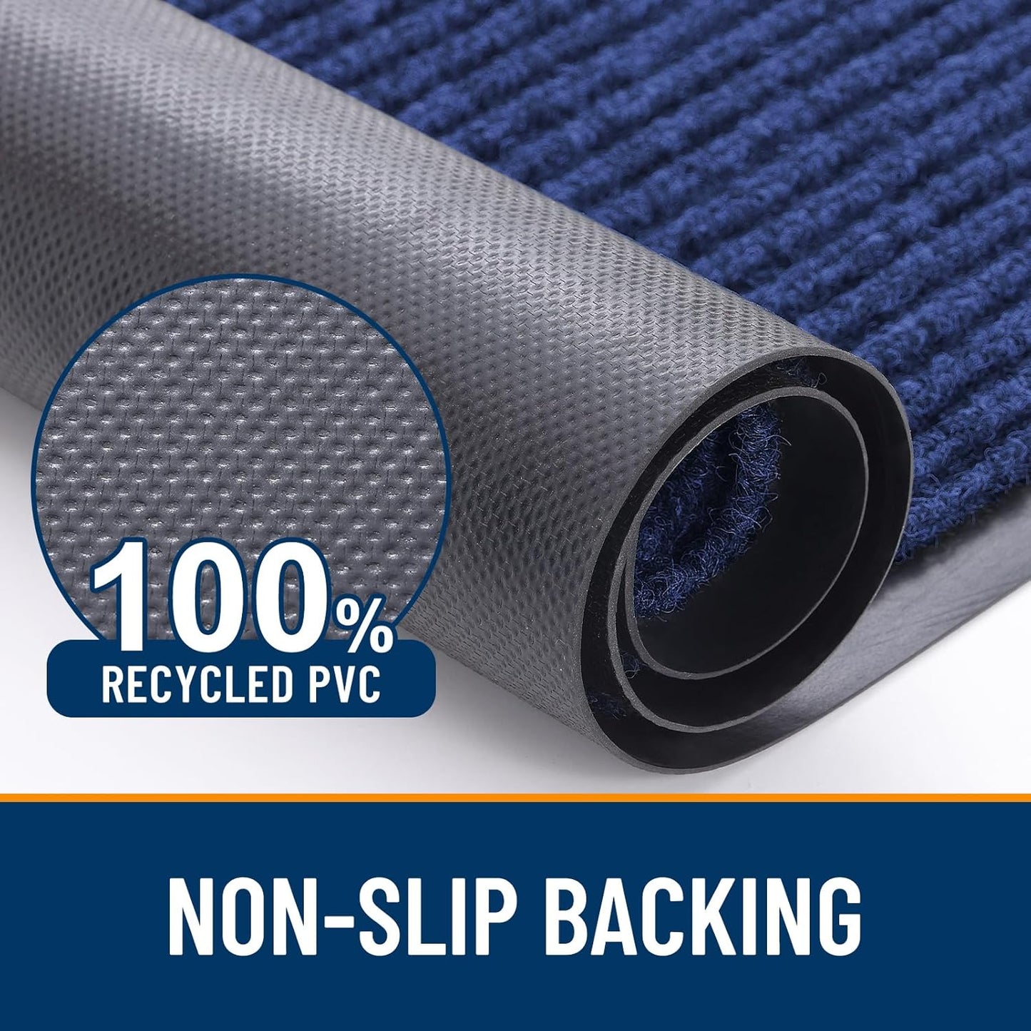 OLANLY Front Door Mat Indoor Outdoor Entrance, Waterproof Heavy Duty Doormat, Fade Resistant, Low Profile, Easy Clean Patio Porch Welcome Floor Mats for Entry, 35x23, Blue