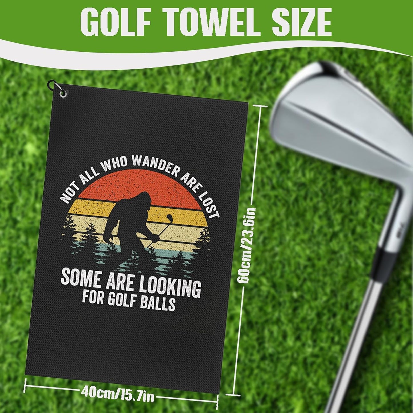 Bigfoot Golf Towel and Brush Set, Sasquatch Gifts for Men and Women Golf Towels Accessories for Golf Bag with Clip Funny Big Foot Club Cleaning Kit Golfers Dad Grandpa Husband Birthday Retirement Gift