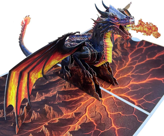 3D Dragon Popup Card - Handmade Fantasy Paper Art for Birthday, Anniversary, Christmas, Father’s Day - Unique Gift for Him, Her, Son, Daughter, Dragon Lover, Mythical Creature Fan