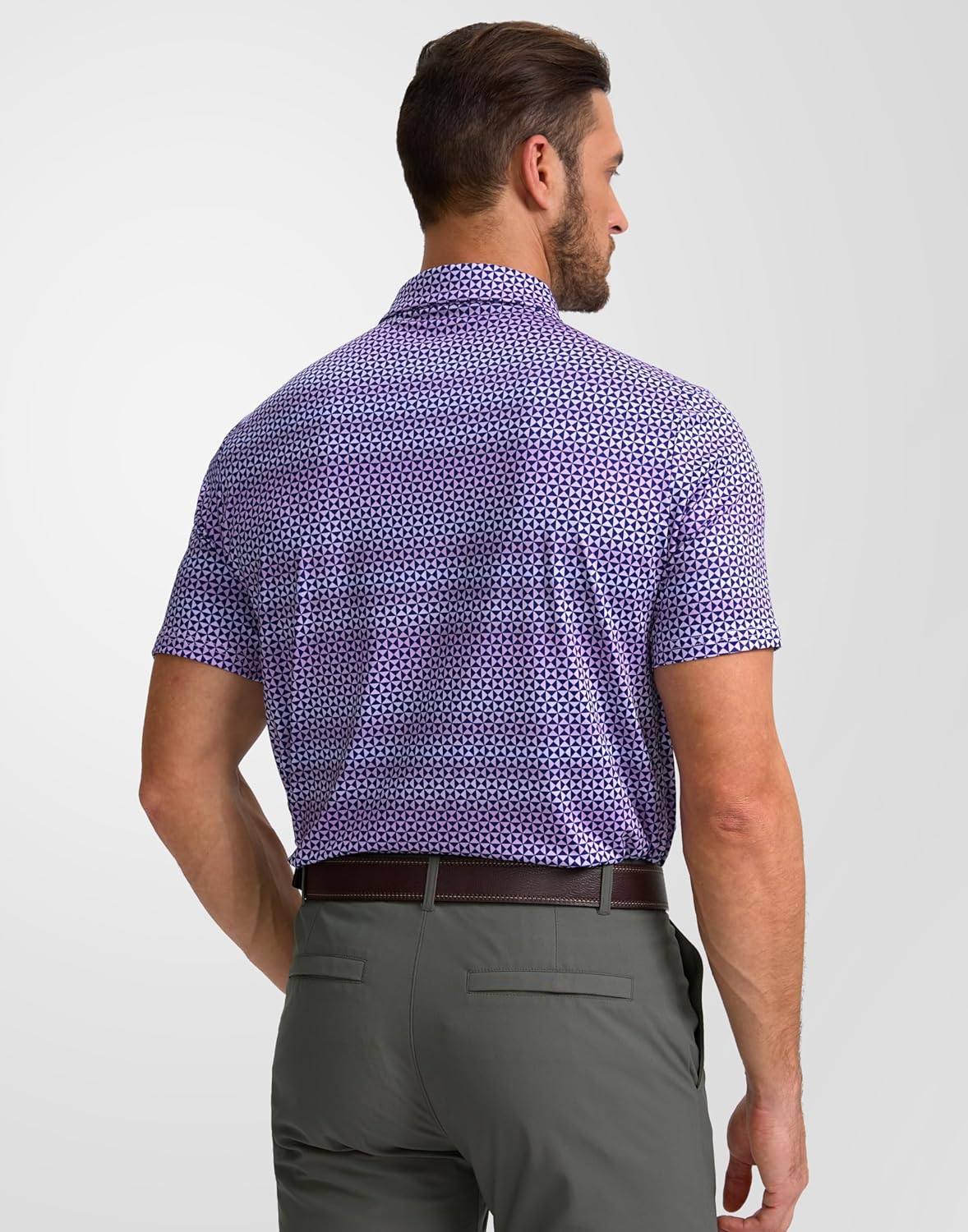 Obla Mens Golf Polo Shirts Short Sleeve Dry Fit Performance Moisture Wicking Casual Print Collared Golf Shirts for Men