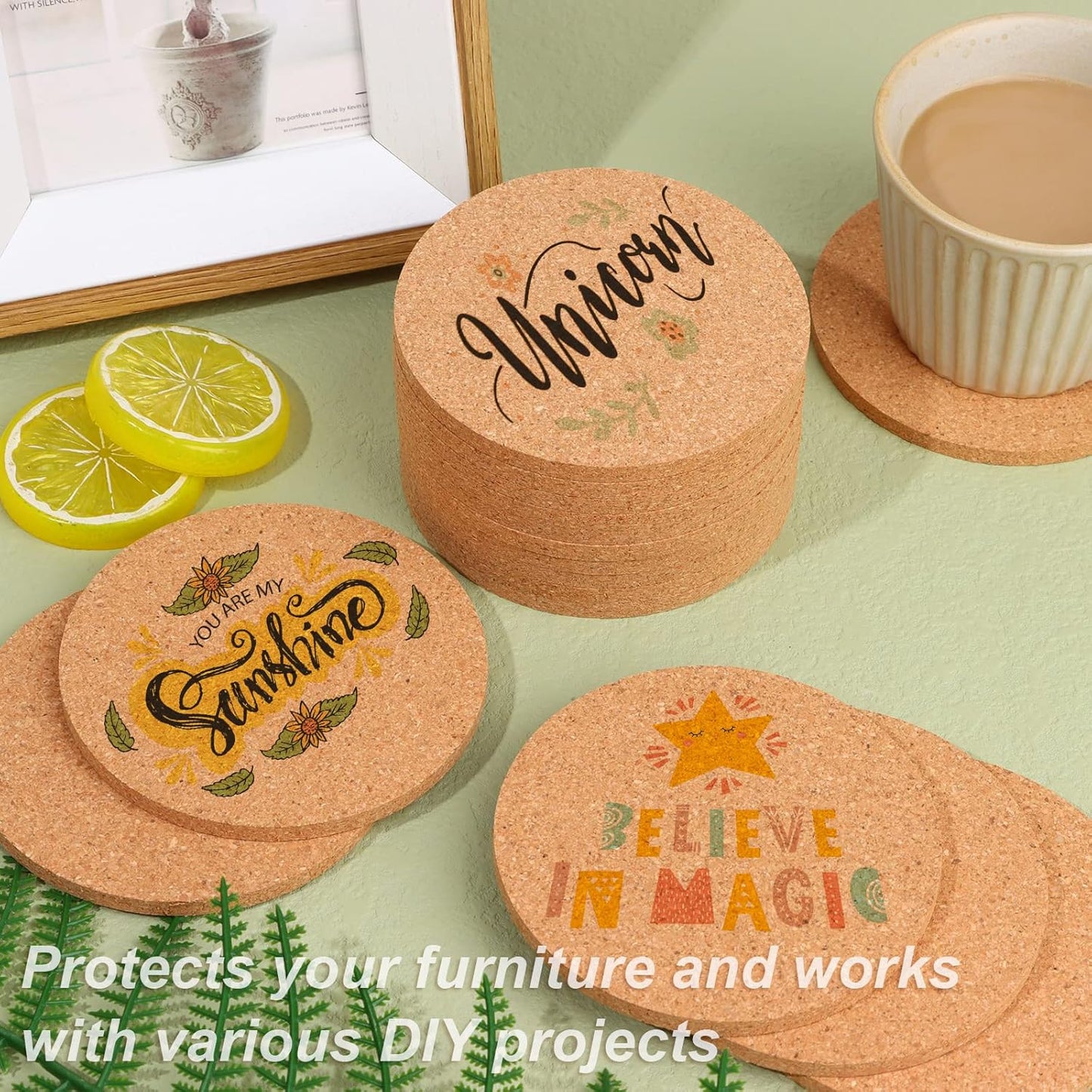 80 PCS Cork Coaster Bulk for Drink Absorbent 4 Inches Tea or Coffee Coaster Set Round Heat Resistant Bar Cup Mat Reusable Table Blank Gift for DIY Craft Holiday Wedding Birthday Party Supply