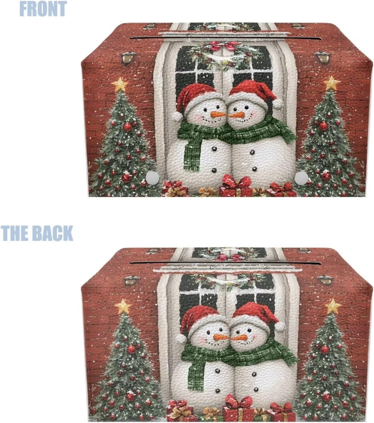 Christmas Cute Tissue Box Cover Snowman Tissue Box Rectangle Soft Leather Tissue Box with Bottom Belt for Table Desk Countertop Decorations for Home