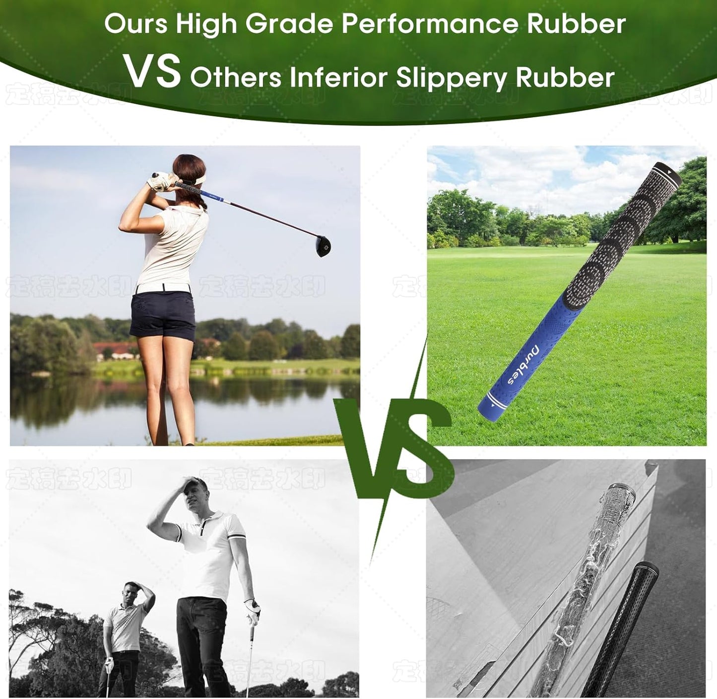 Golf Grips with Regripping Kit – All Weather Multi-Compound Golf Club Grips for Men & Women – Corded Rubber Grip Set – Standard & Midsize Wood and Iron Grip Kit – All Level Golfing Accessories