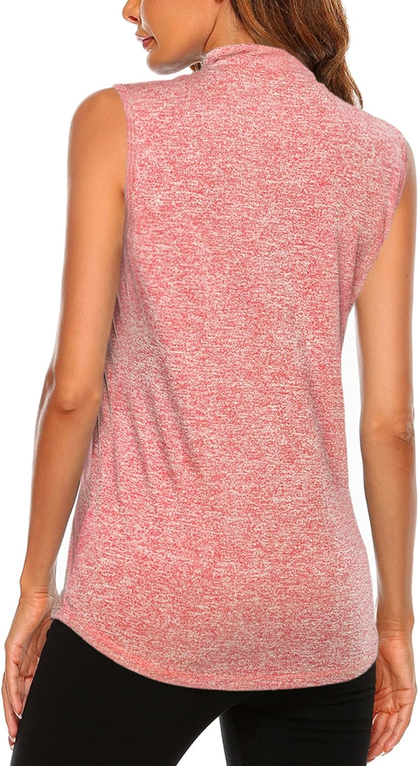 Koscacy Women's Sleeveless Golf Tennis Polo Shirts Zip Up Dry Fit Workout Tank Tops Athletic Shirt