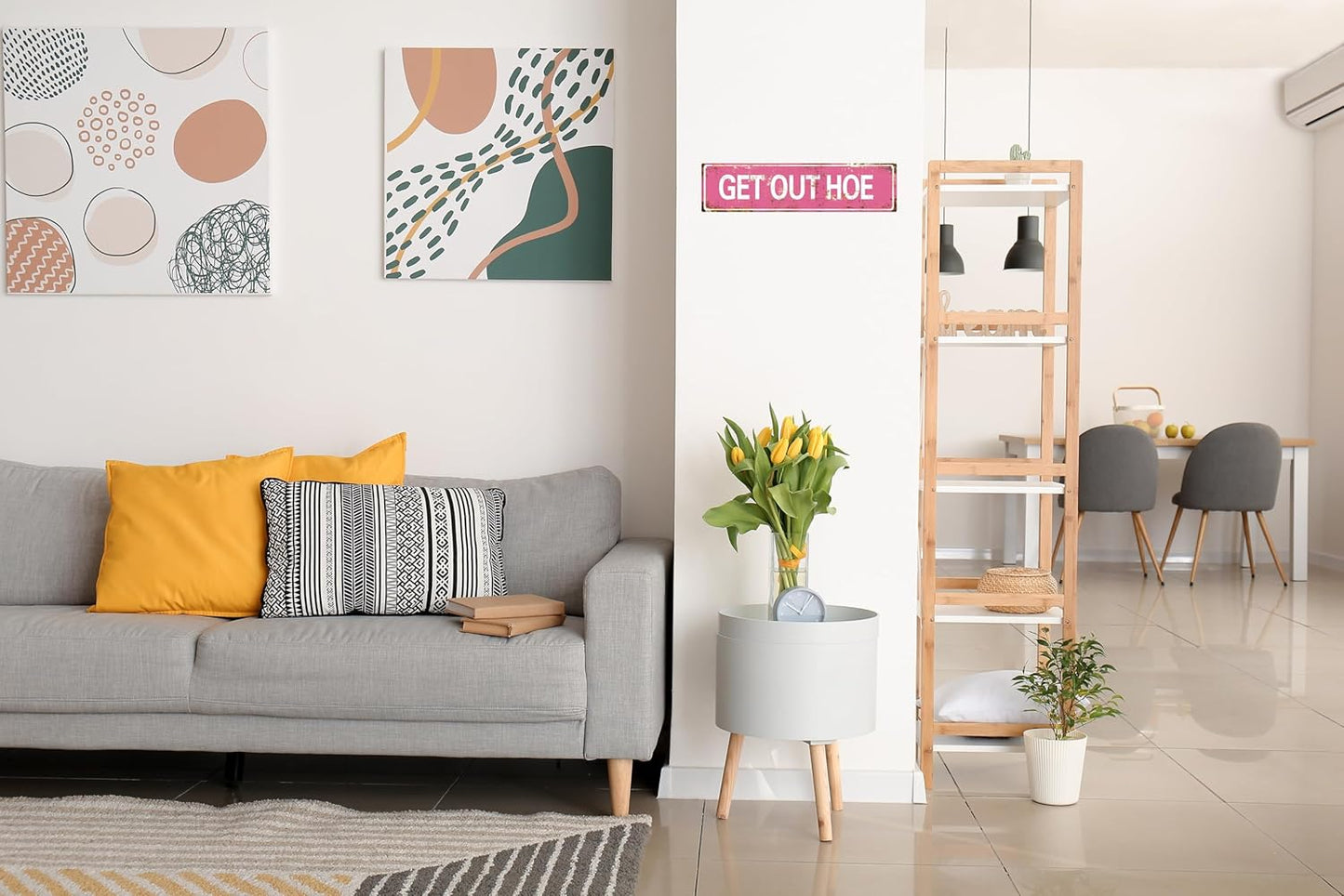 AWISZZZ Vintage Metal Tin Sign Retro Getout Hoe Signs Stylish Wall Art Plaques for Home Decor Bathroom Kitchen House and Gothic Wall Decor or as a Unique Poster 16x4 in