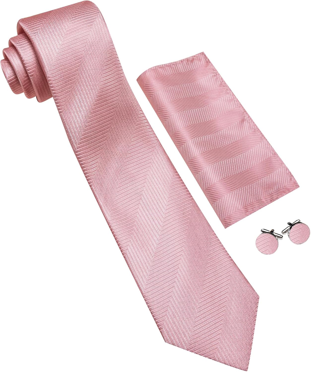 Barry.Wang Designer Classic Ties for Men Set Formal Pocket Square Cufflink Check Plaid