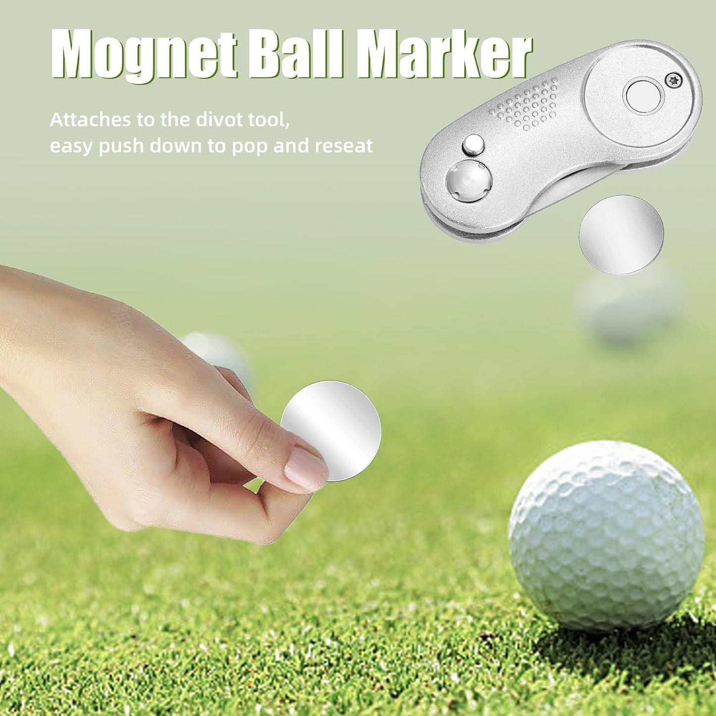 Mile High Life Golf Divot Repair Tool, All Metal Foldable Divot Tool with Pop-up Button & Magnetic Ball Marker