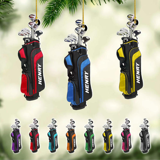 Personalized Golf Ornaments for Christmas Tree 2025 Custom Golf Christmas Ornament Golfing Bag Ornament Sports Golf Cart Ornaments Gift for Golfer Bag Golfing Lovers Hanging Decoration (G7)