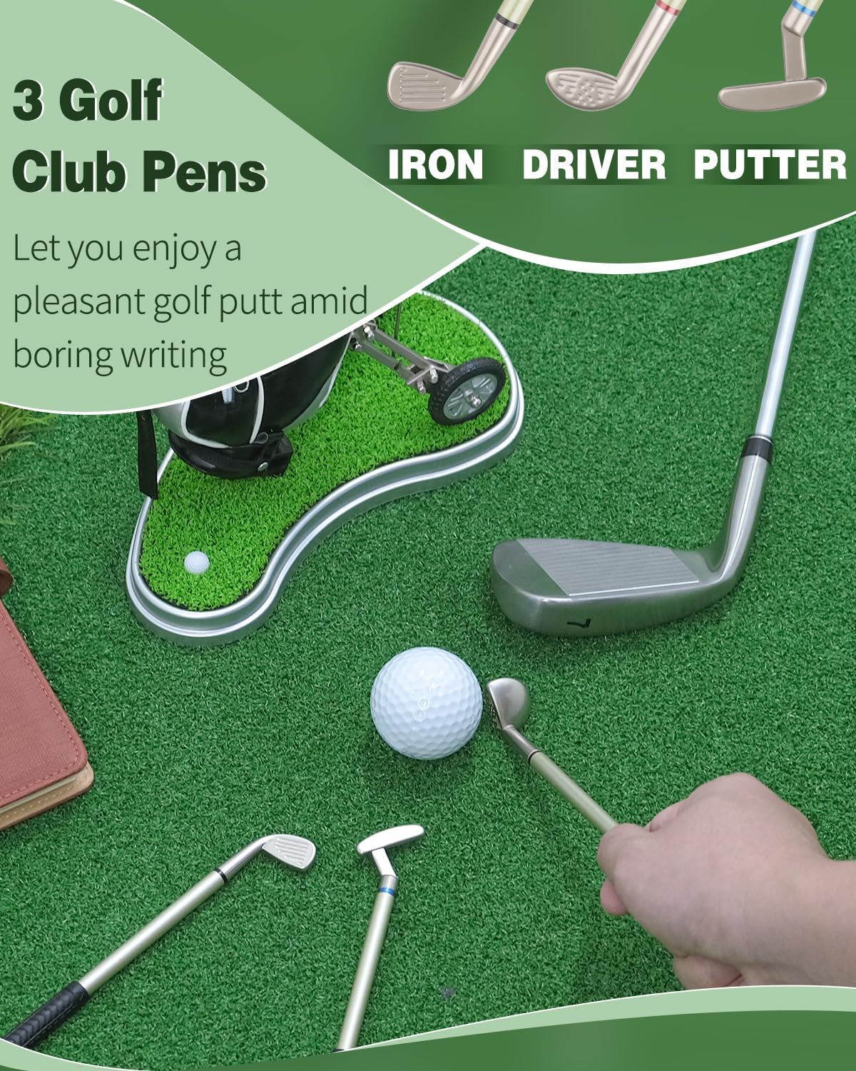 GreenHaven Golf Pen Holder Golf Gifts for Men Office Desk Decor Accessories Unique Christmas Stocking Stuffers Funny Birthday Gift for Men Women Adults Golfers Dad Boss Coworker Boyfriend