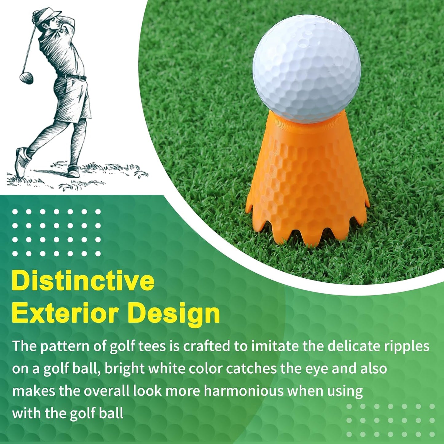 8 Pack ‌Simulator Golf Tees, TPU Unbreakable Material, Height from 1/4" to 2", Suitable for Indoor, Outdoor, Winter, Golf Mats, Turf and Driving Range