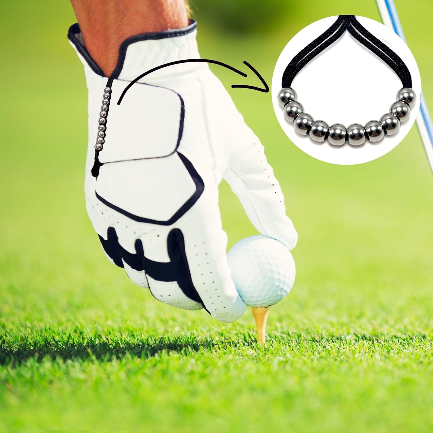 LAMIBEE Pack of 2 Golf Glove Bead Stroke Counter, 10 Stainless Steel Beads Score Counter for Gloves, Stroke Count Resizable Easy to Adjust Golf Round Scoring Tracker Accessory