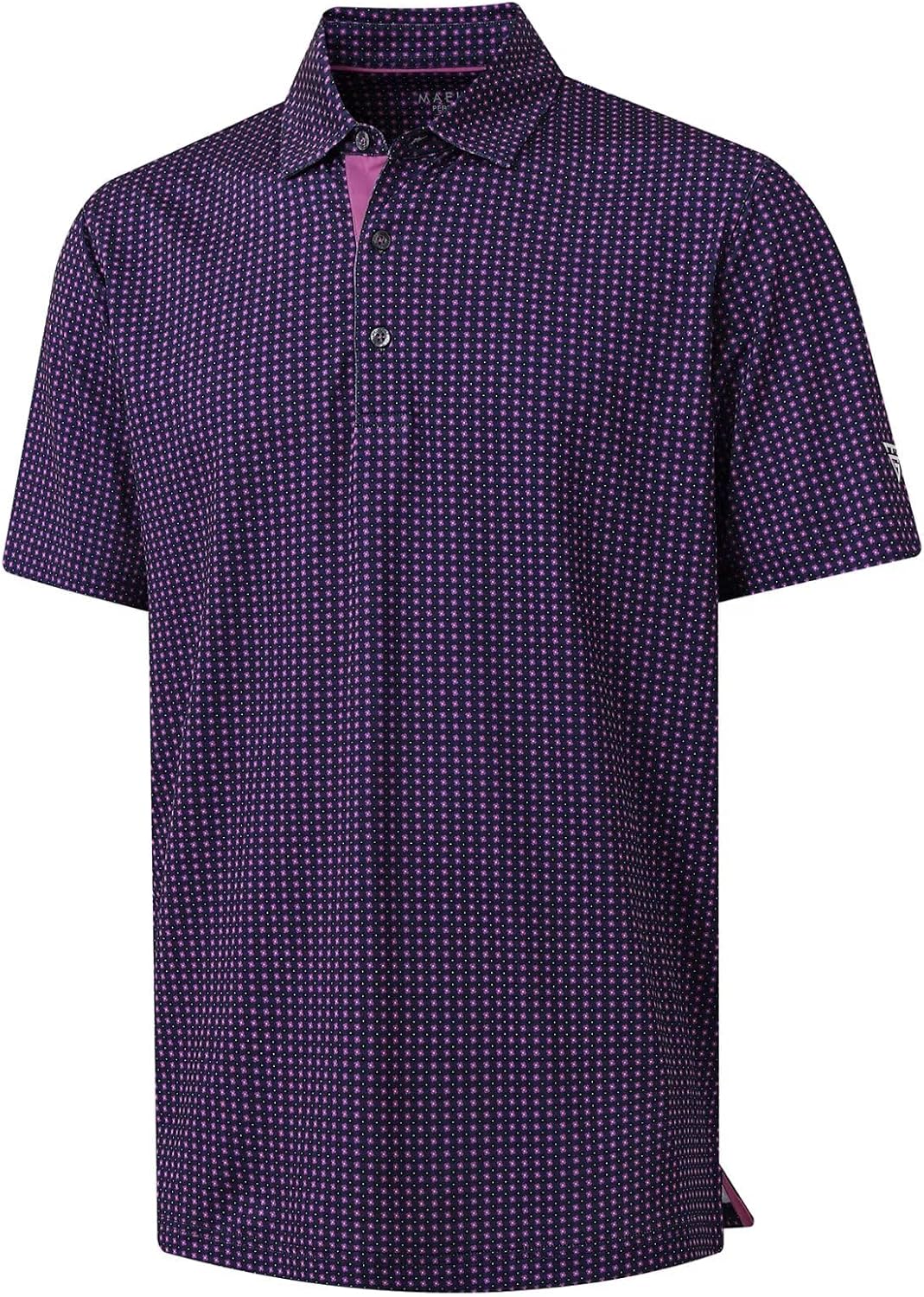 M MAELREG Mens Golf Shirt Short Sleeve Dry Fit Print Moisture Wicking Performance Patterns Collared Polo Shirt