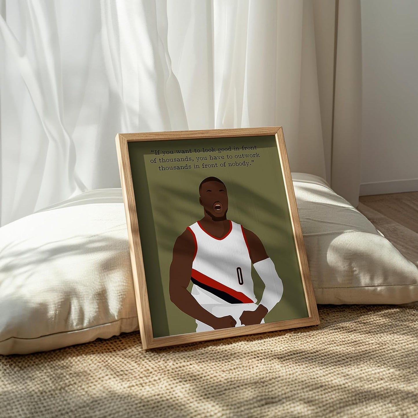 LOLUIS Motivational Basketball Superstar Hand-Drawn Artwork Sport Quote Wall Art Decorations (Unframed 8"x10", Basketball Player 5)