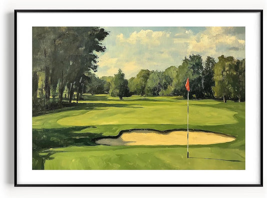 Vintage Golf Course Premium Giclee Fine Art Prints - Antique Style Golf Course Painting Posters, Golf Wall Art, Aesthetic Golfing Poster for Home Office Decor, Ready to Frame