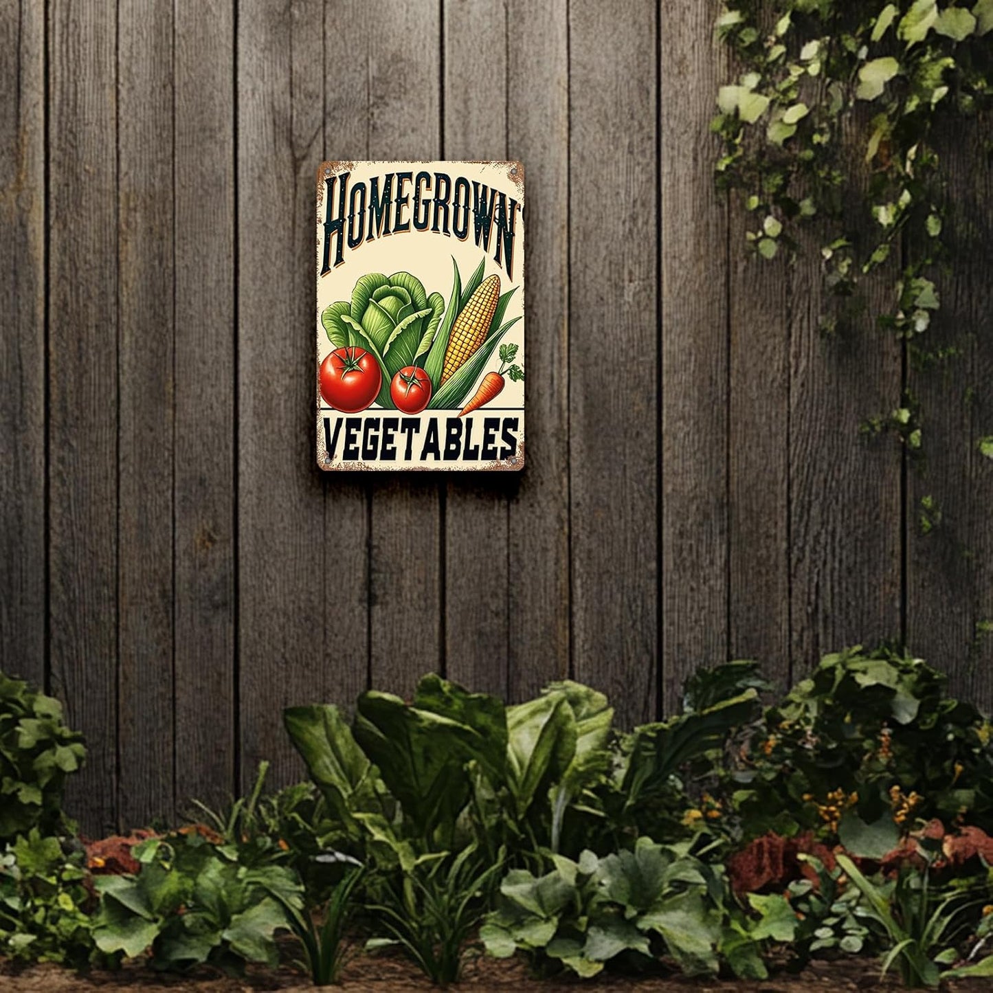 Vegetable Tomato Corn Poster Vegetable Metal Tin Sign Homegrown Vegetables Bar Pub Sign Poster Home Decor Garage Bar Restaurant Kitchen Cafe 8x12 Inch Wall Art Decor