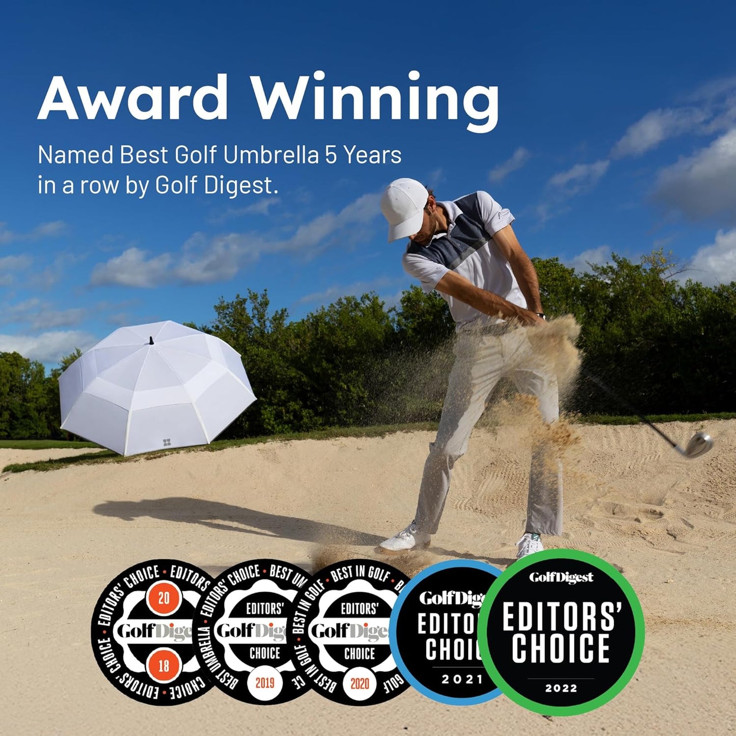 Weatherman Umbrella - Golf Umbrella - Windproof Sports Umbrella Resists Up to 55 MPH Winds - Available in 2 Sizes and 5 Colors