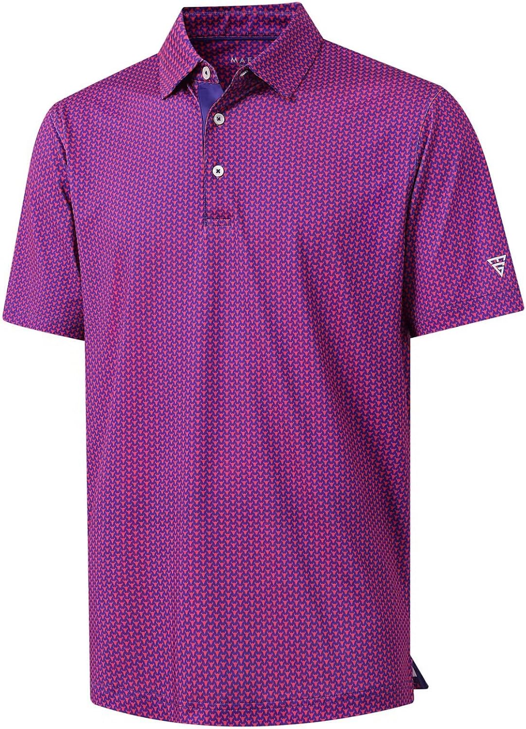 M MAELREG Mens Golf Shirt Short Sleeve Dry Fit Print Moisture Wicking Performance Patterns Collared Polo Shirt