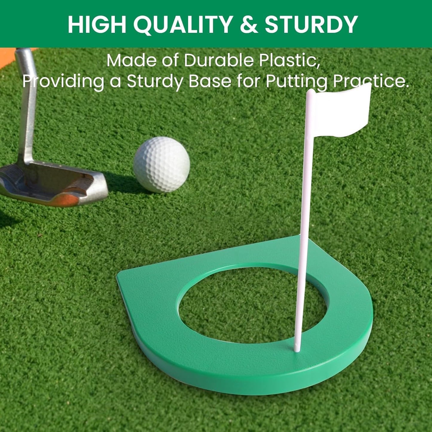 Golf Putting Cup and Flag Putt Training Hole All-Direction Surface Regulation Practice Cups for Men Women Kids Indoor Outdoor Home Office Backyard Golfing