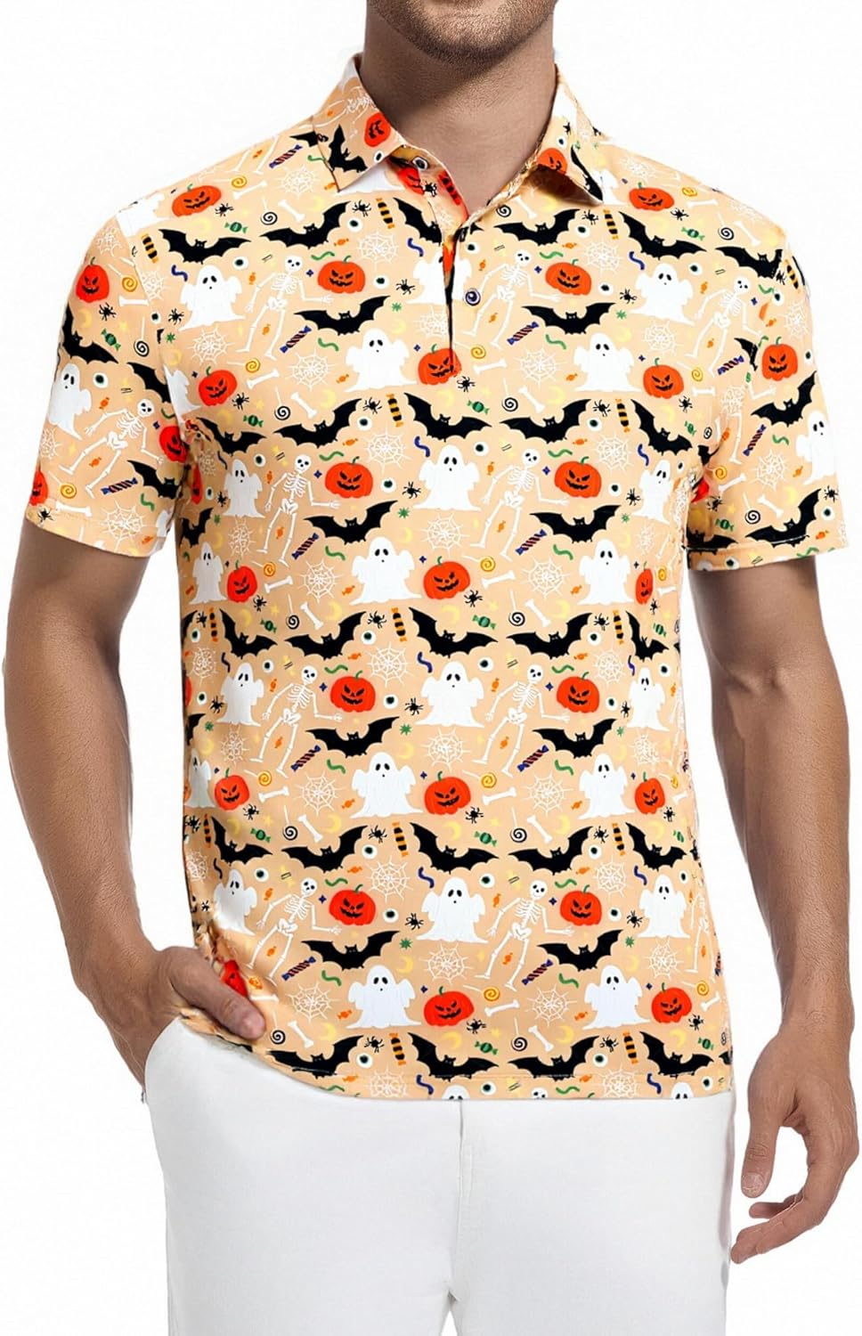 Alex Vando Mens Hawaiian Golf Shirt Moisture Wicking Digital Print Golf Shirts for Men