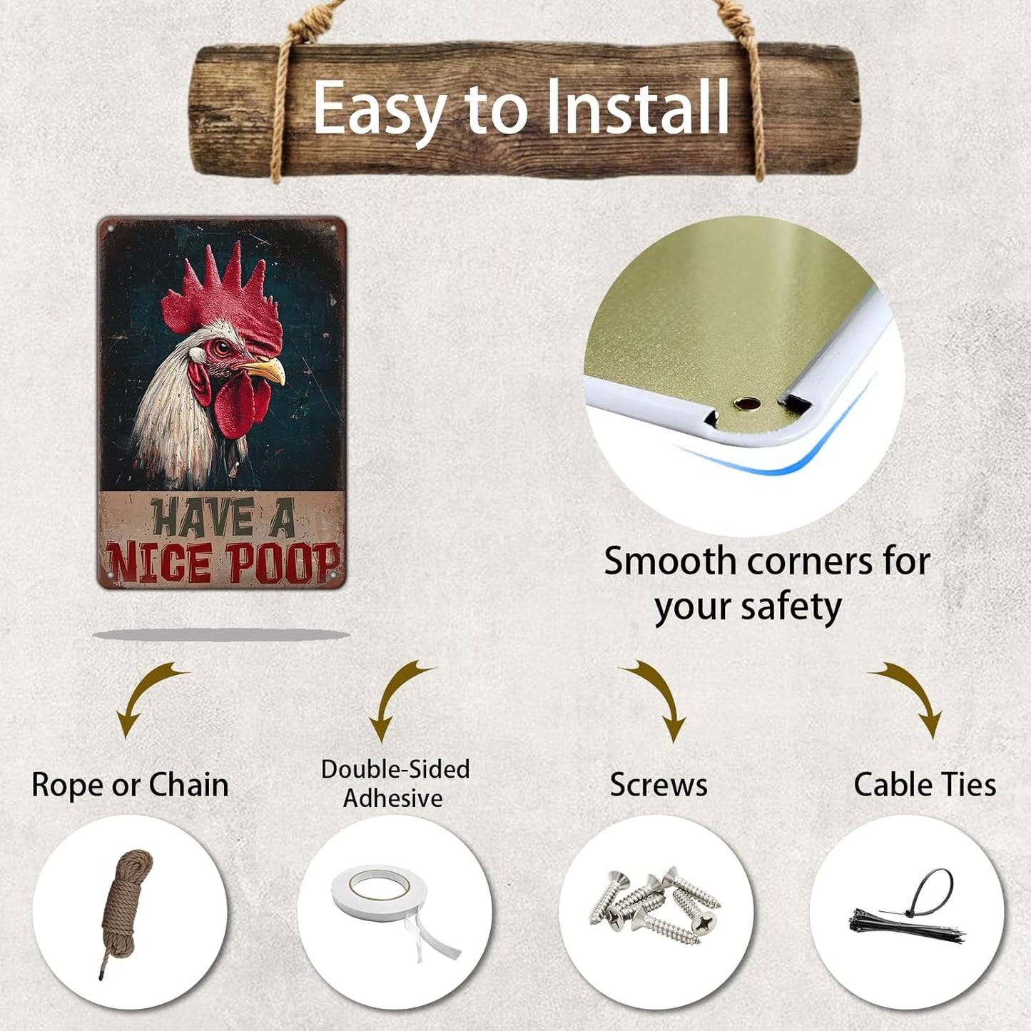 Vintage Chickens Have A Nice Poop Metal Tin Sign 12x8 Inch Chicken Funny Metal Poster Funny Chicken Tin Sign Home Kitchen Garden Bar Pub Restaurant Bathroom Are Wall Decor