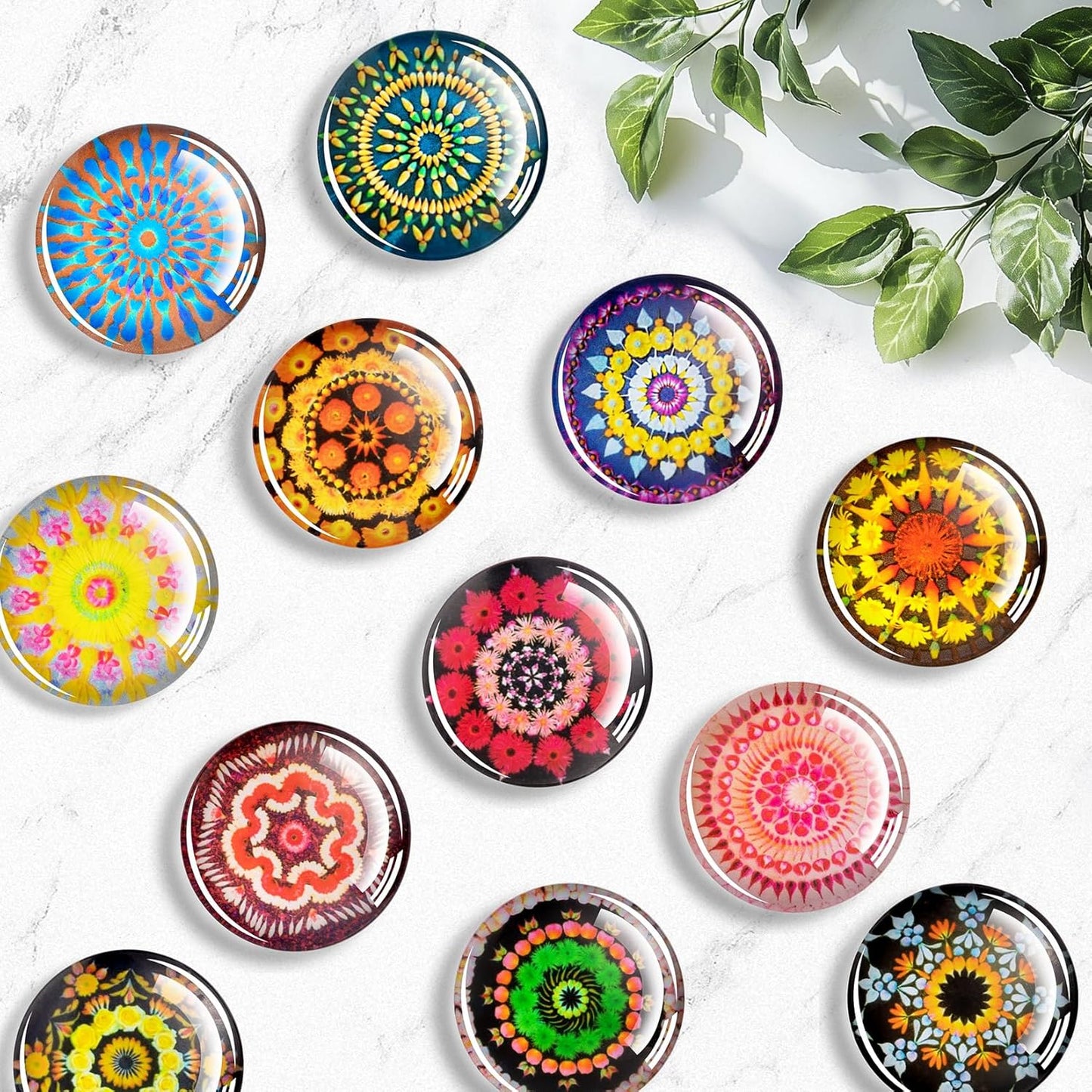 FINDMAG 12 Pcs Cute Fridge Magnets, Strong Refrigerator Magnets, Glass Refrigerator Magnets for Whiteboard, Kitchen, Locker Accessories, Home and Gift