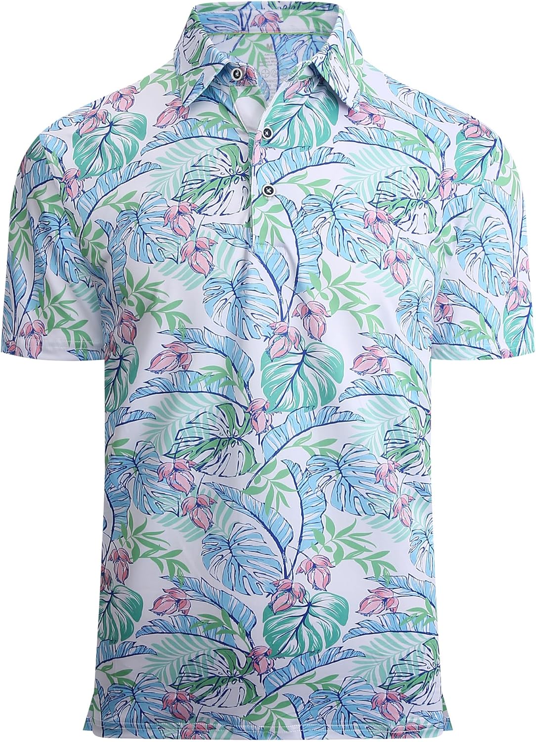 Alex Vando Mens Hawaiian Golf Shirt Moisture Wicking Digital Print Golf Shirts for Men