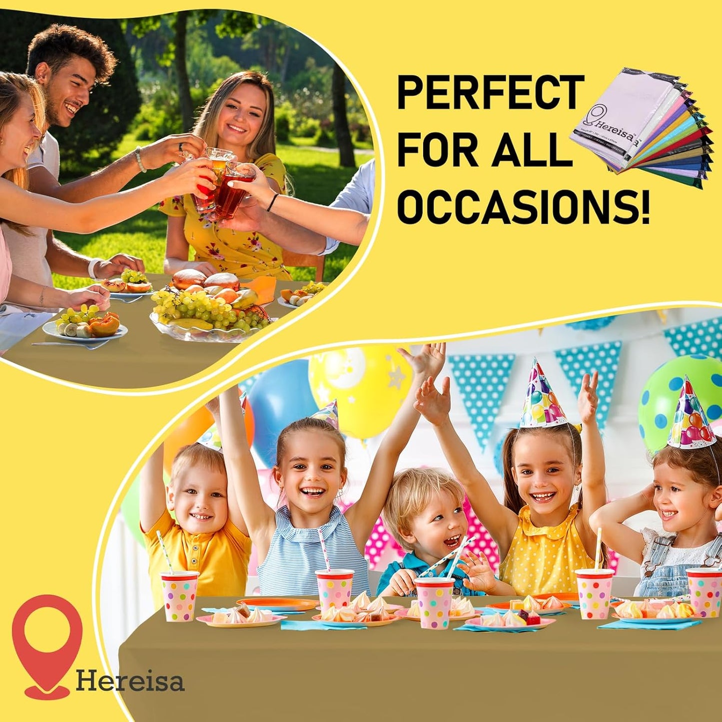 Plastic Gold Tablecloths 3 Pack Disposable Table Covers 54 x 108 Inch Golden Table Cloths for Fall Parties Harvest Graduations Anniversary Thanksgivings Weddings