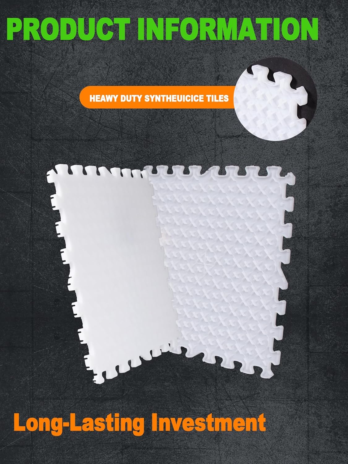 HUOSHUAI Skate-able Hockey Synthetic Ice Tiles, 12 Pack Dryland Flooring Tiles - Build Your Own Year-Round Hockey Training Surface - Easy to Assemble - Covering 23.5 Sq Ft