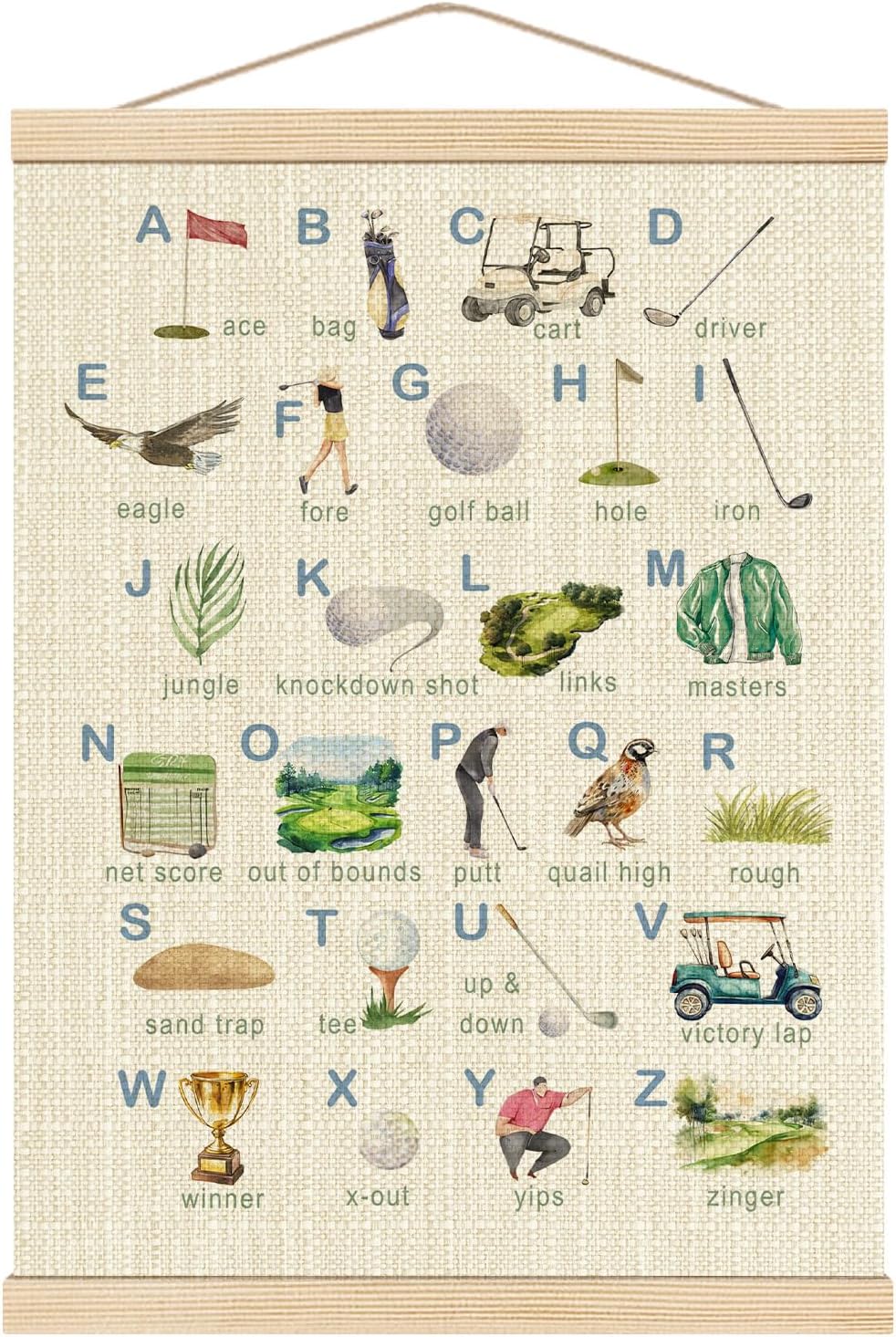 Boat Wades Golf Alphabet Nursery Wooden Poster Hangers 12x16 Inch,Golf Gifts Poster Hanger Frame,Golfs Nursery Decor For Boy Kids Room Nursery