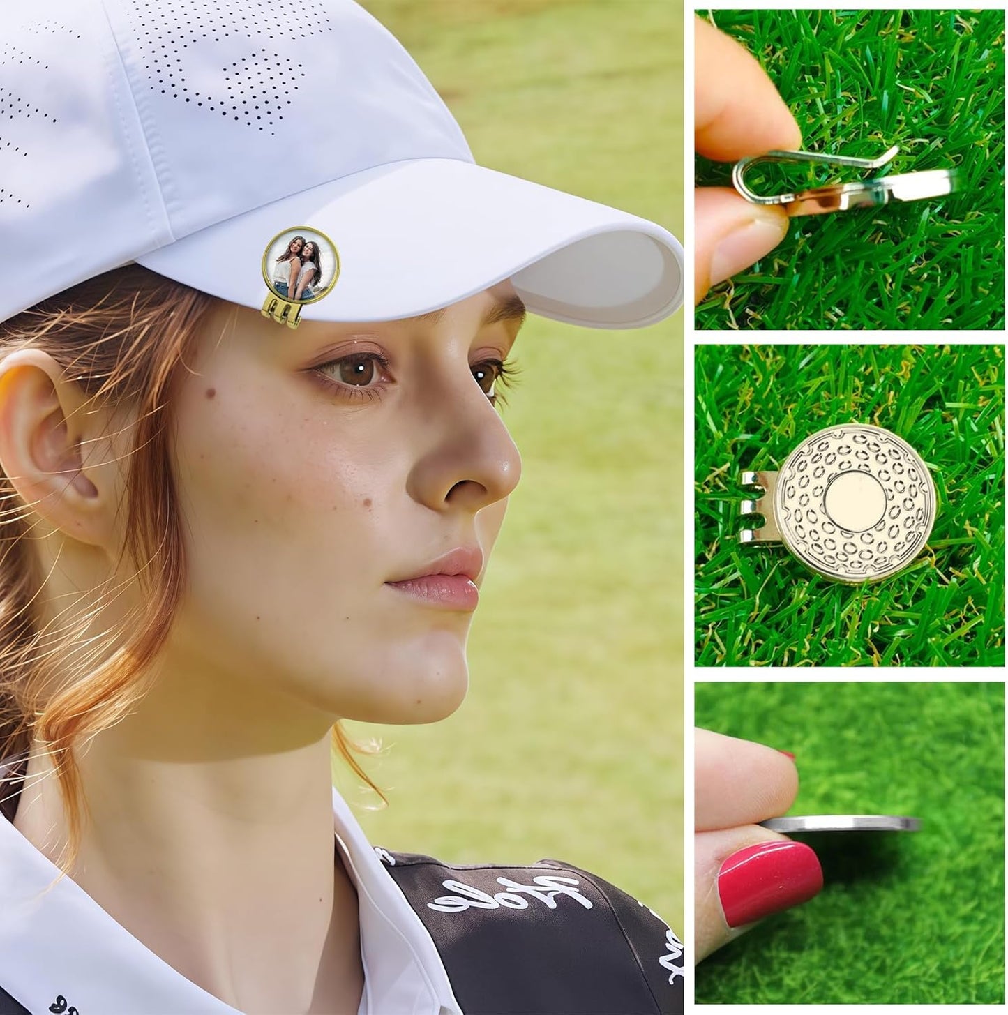 xrlsg Custom Golf Ball Marker and Hat Clip 1 Set, Magnetic Hat Clip with Your Personalized Photo Logo for Golfers, Boyfriend