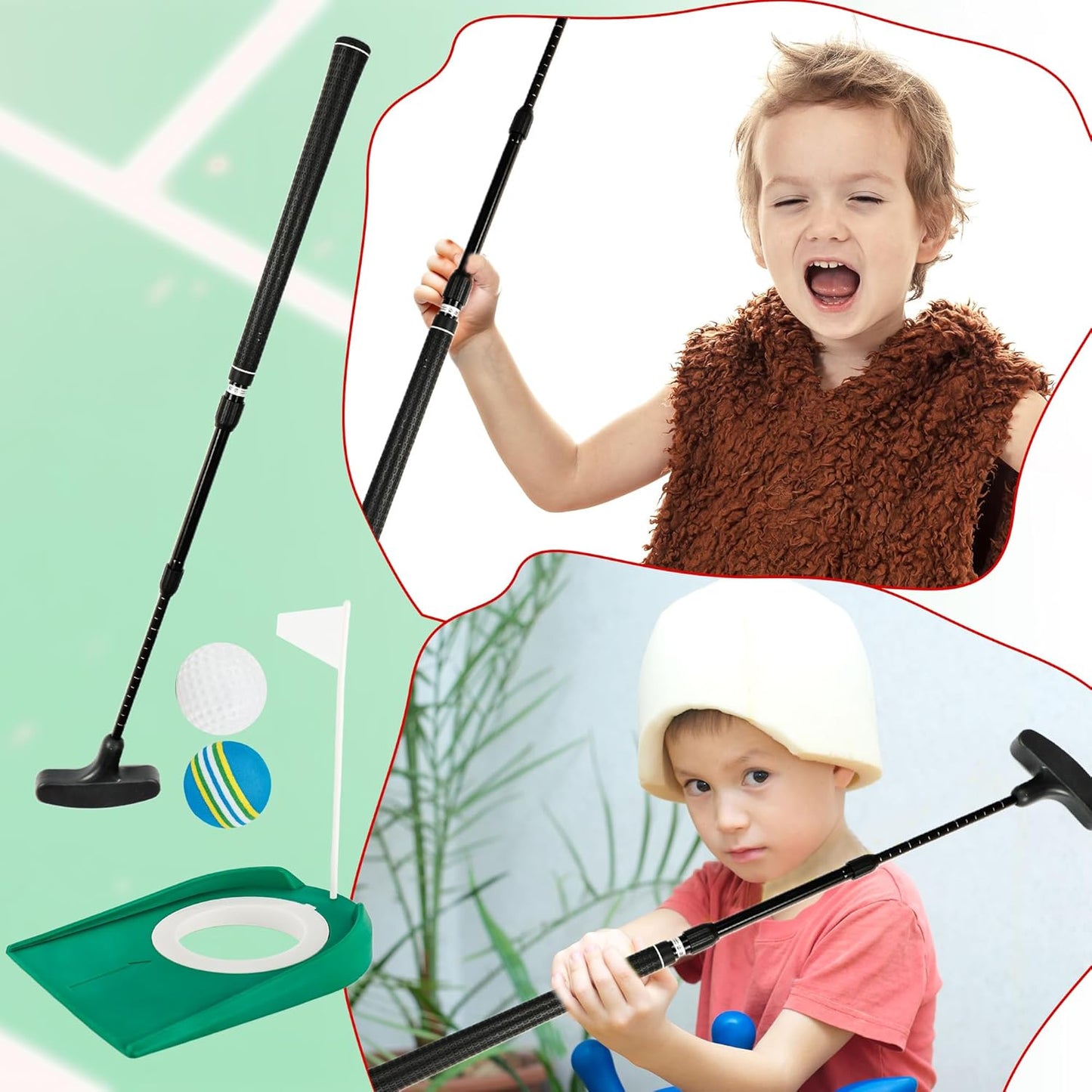 3 Pack Adjustable Golf Putter Set Mini Golf Club Putter Right or Left Handed Two-Way with 6 Golf Training Balls 6 Practice Foam Balls 3 Flag Cup for Kids Teenagers Men Women
