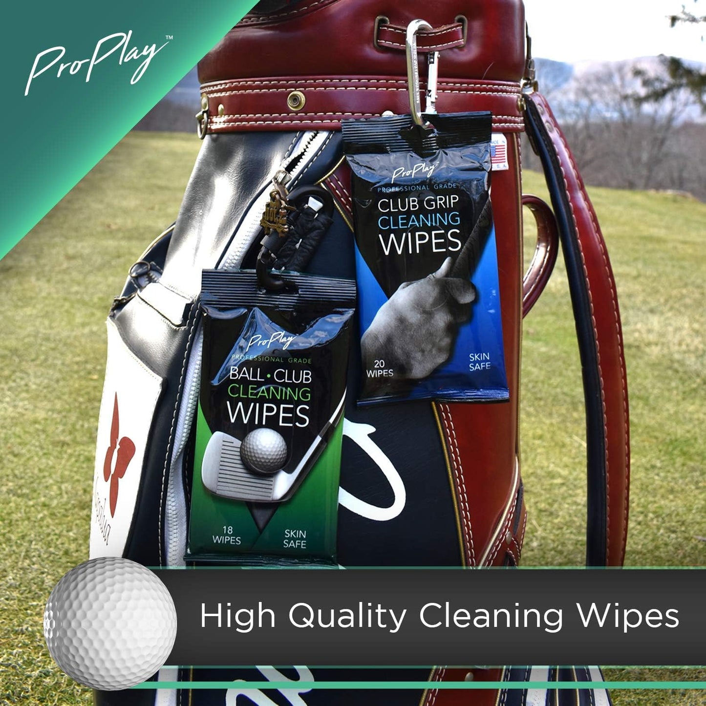 ProPlay Ball & Club Cleaning Wipes | Powerful Cleaner Removes Dirt, Grass, and Sand | Convenient, Resealable Pack - Unscented 3 Pack