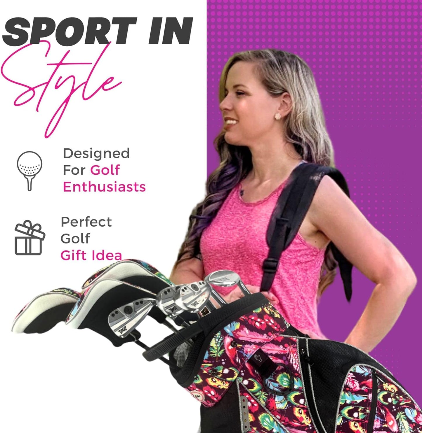 Taboo Fashions Monaco Golf Club Covers for Women - Numbered Golf Headcovers Set for Driver, Fairway and Hybrid Clubs - Weather Resistant, Pack of 4