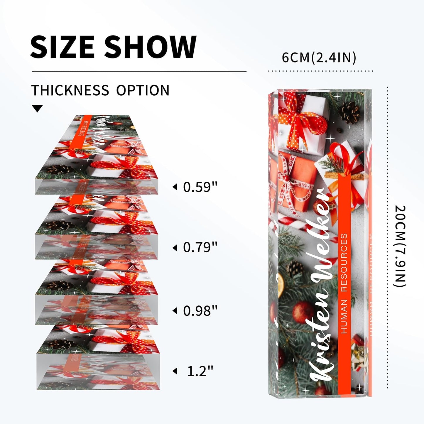 Personalized Name Plate for Desk Custom Acrylic Desk Name Plate Custom Employee Appreciation Gifts Office Gifts for Women, Men, Boss, Coworkers, Teacher, Nurse (Christmas Gift Box)