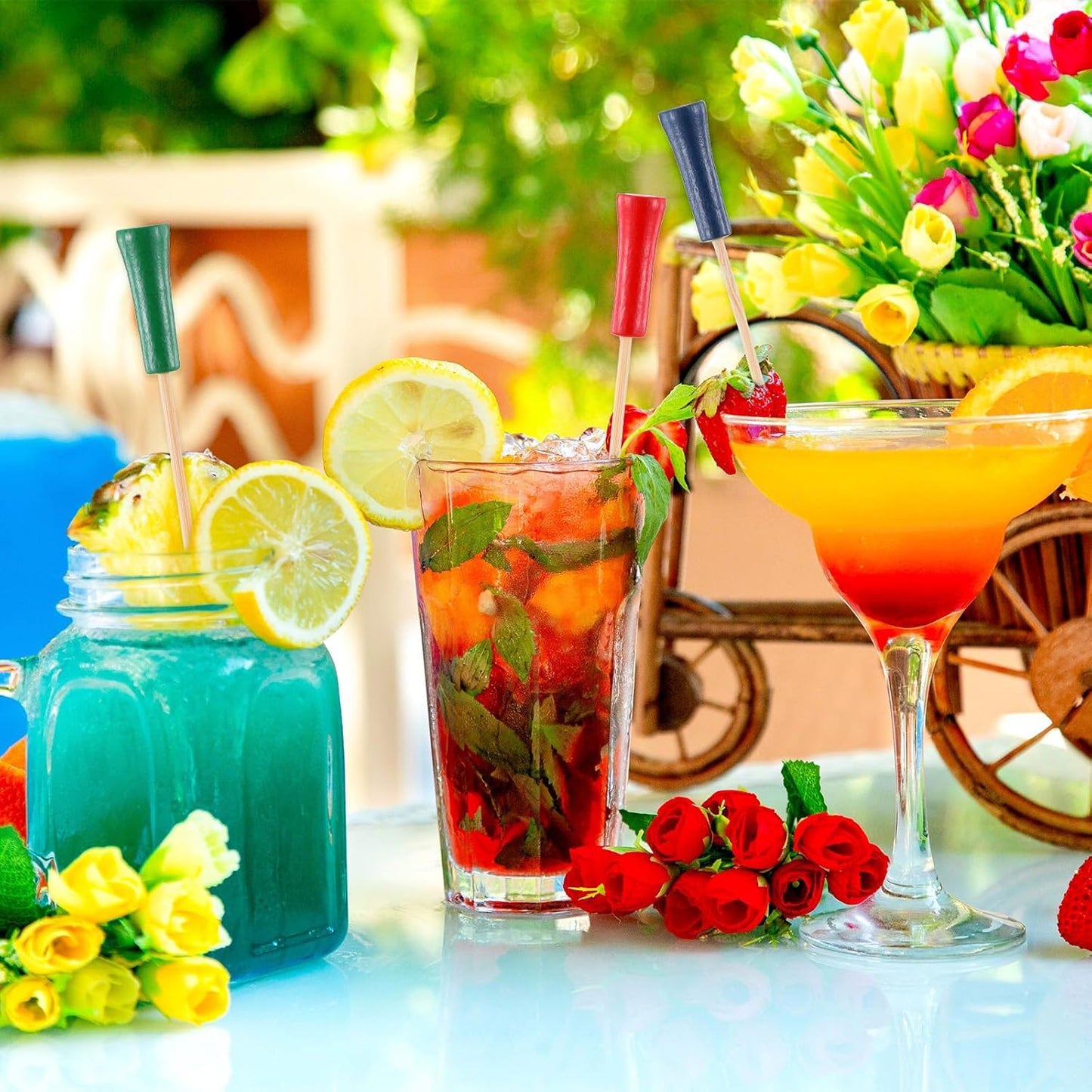 500 Pcs 4.7 Inch Golf Tee Picks for Appetizers Golf Toothpicks Decorative Golf End Sports Bamboo Fruit Sandwich Cocktail Picks for Golf Party Decoration Supplies Catered Events (Multicolor)