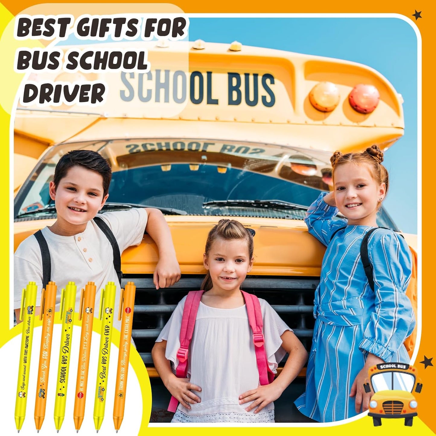 48 Pcs School Bus Ballpoint Pens Back to School Party Favors Black Ink Retractable Ballpoint Pens for Gifts Party Supplies Favors Accessories in Bulk