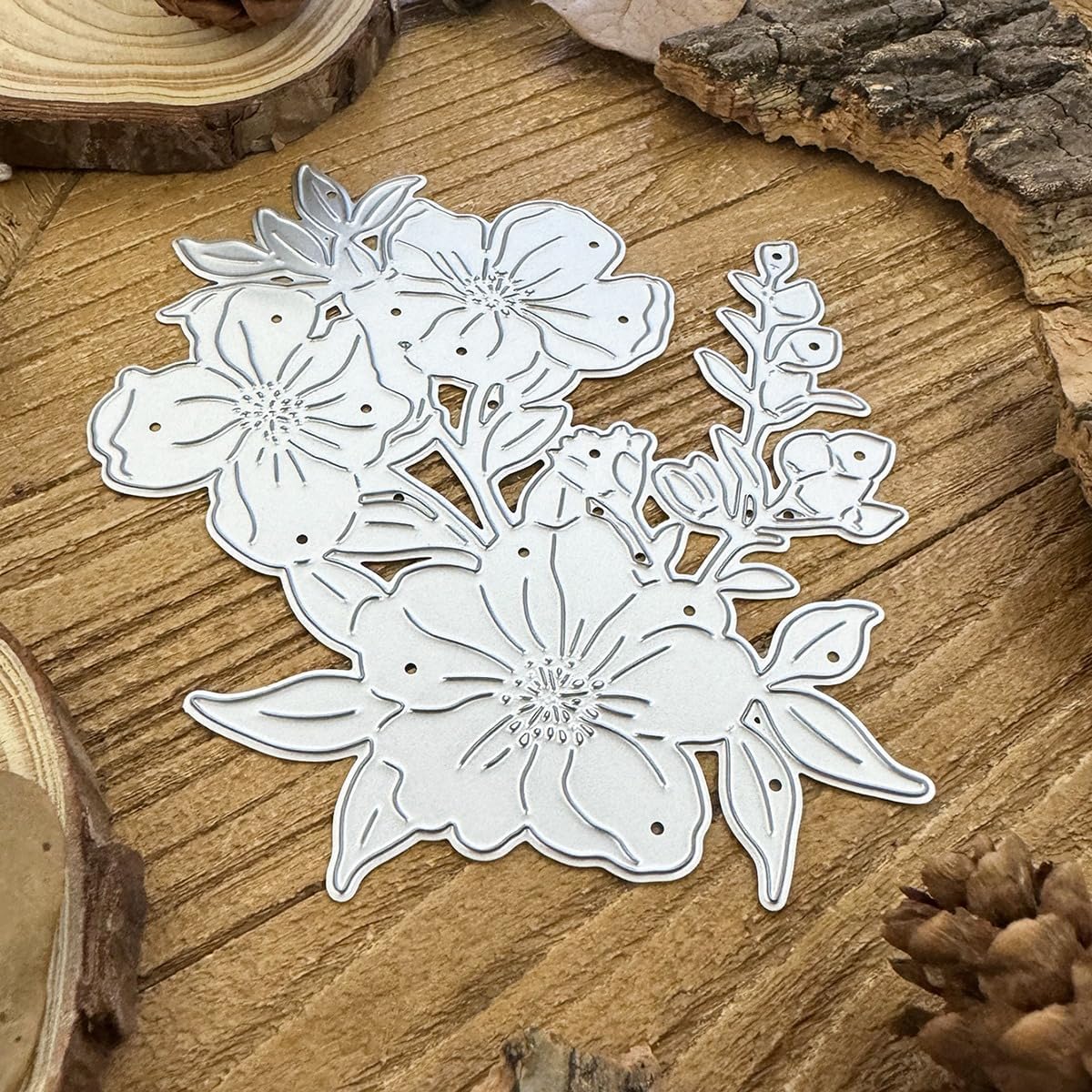 Flowers Metal Cutting Die for Scrapbooking - Cut Stencils for DIY Scrapbook Photo Album Decorative Paper Card, Card Making Supplies, Stencils & Crafting Die Cut (Peach Blossom 4.2 x 4.1 in)