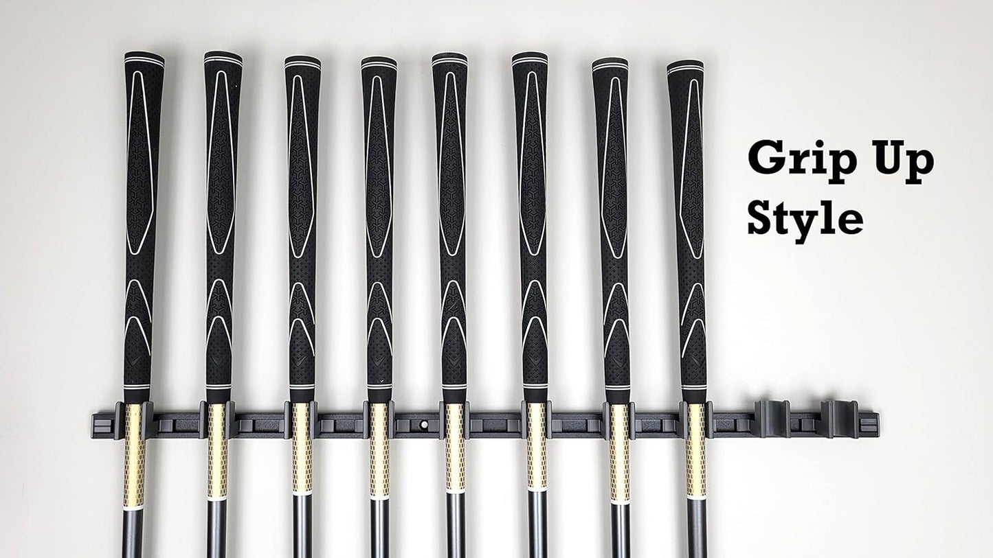 Generic 10 Golf Club Holders on 24" Rack, Wall Display, Wall Hanger, Organizer (Club Grip Up)