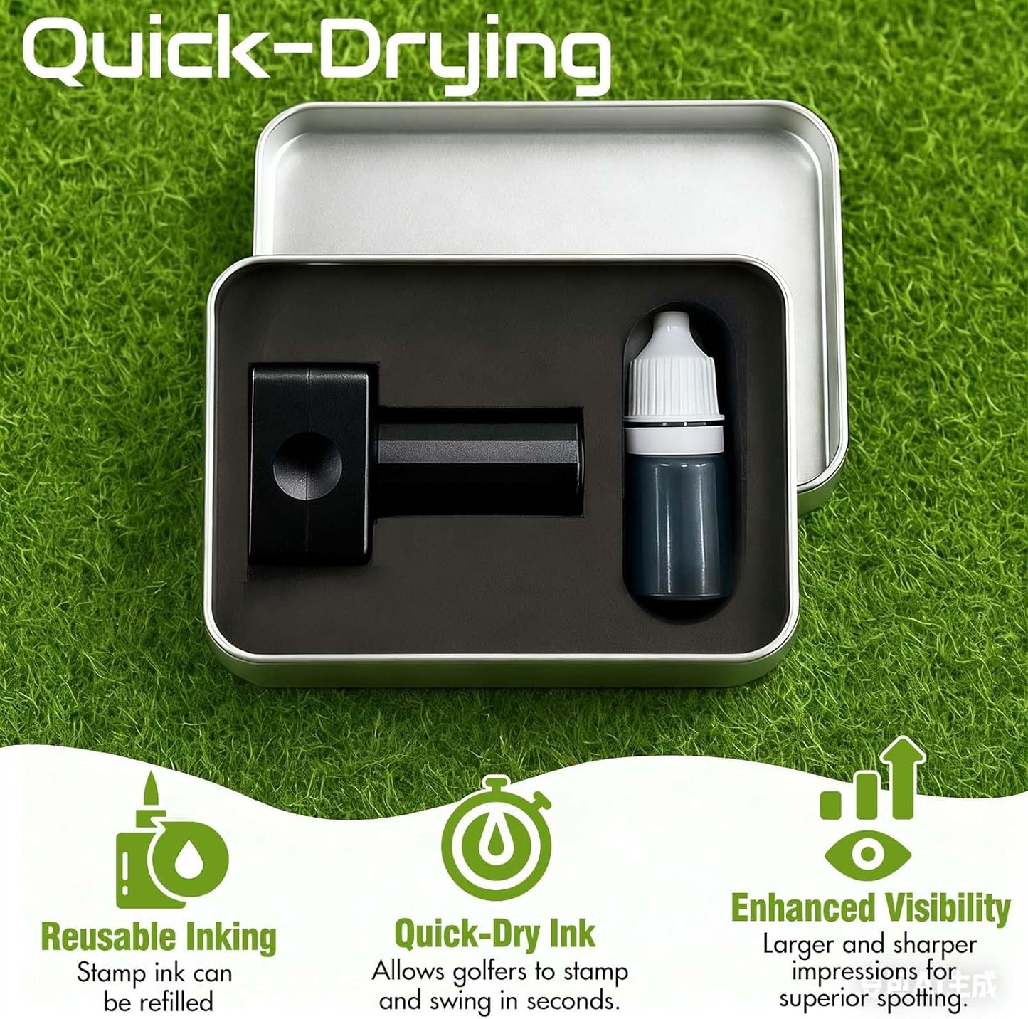 Lihome Golf Ball Stamp Personalized - Durable Waterproof Reusable Ink Stamper, Custom Golf Gift for Men, Dad, Retirement, Father's Day, Birthday & Christmas