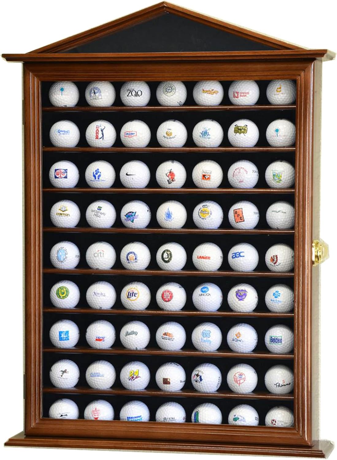 63 Golf Ball Designer Display Case Cabinet (Walnut)