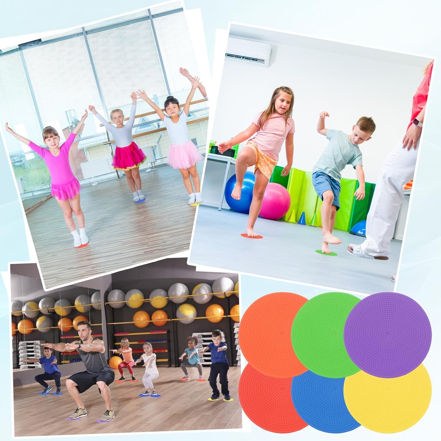 PATIKIL 4 Inch Poly Spot Markers, 12Pcs Non Slip Rubber Floor Dots with Storage Bag Flat Agility Cones for Sports Training Basketball Football