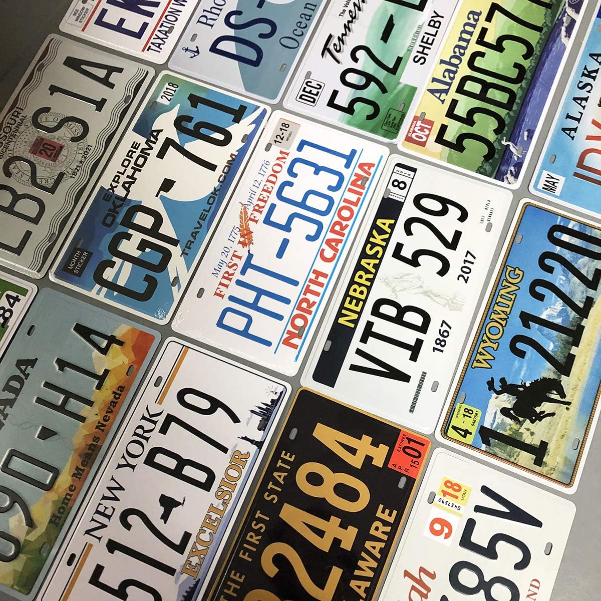 Assorted Replica License Plates, Prop Number Tags, Man Cave Garage Bar Decor, 6x12 inches (10 pcs)