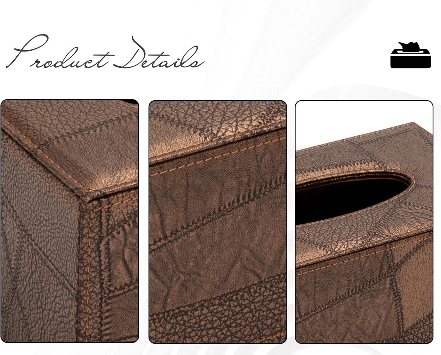 Tissue Box Cover Rectangular Tissue Box Holder for Bathroom (Retro Brown)