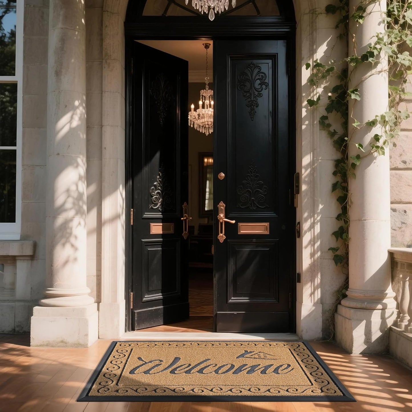 Yimobra Welcome Mat, Heavy Duty Sturdy Door Mats for Home Entrance Outdoor Indoor, Front Doormat for Outside Patio Floor Entry Porch Garage Office, Waterproof, Low Profile, 60 x 36, Yellow